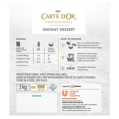 CARTE D'OR Vanilla Instant Dessert - 3 Kg - Carte D’Or Instant Desserts are profitable, great tasting and quick to make.